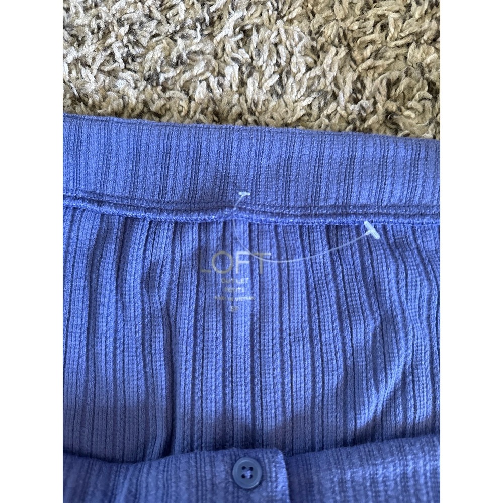 Loft Women's Purple Ribbed Button Down Square Neckline Top Size Petite Small - Picture 5 of 8
